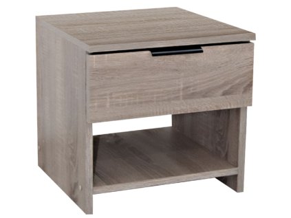 Noční stolek HAVANA v dekoru dub lanýž s prostornou zásuvkou a otevřenou policí, ideální do moderních a skandinávských interiérů