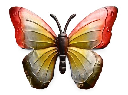 Umělecká kovová dekorace motýl BUTTERFLY 40 cm – ručně malovaný design