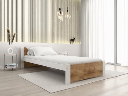Moderní postel IKAROS 90 x 200 cm dub artisan/bílá pro stylovou ložnici