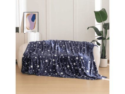 Stylová šedá deka STARLIGHT – mikroplyš s hvězdami