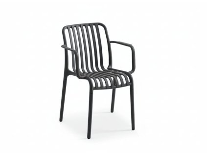 Univerzální plastová židle TREGO s opěrkami na ruce – antracitová