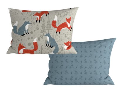 Hravé povlaky FOXIVA 40x60 cm šedé s motivem lišek