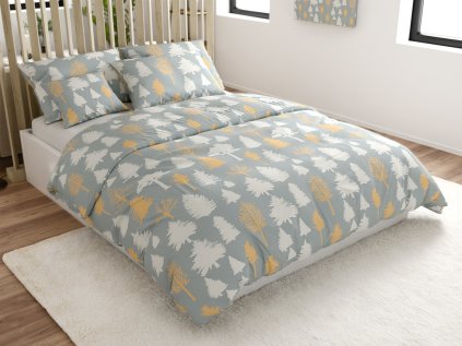 Bavlněné povlečení HOLLY REST šedé s motivem stromů