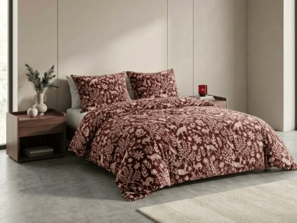 Mikroplyšové povlečení FOREST ANIMALS vínové