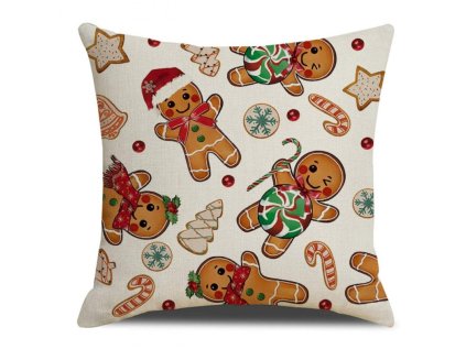 Vánoční povlak na polštář GINGER PARADE 45x45 cm s perníčky
