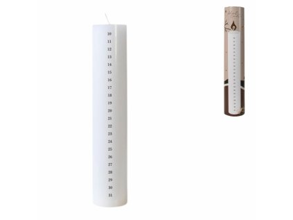 Adventní svíčka NUMIRA bílá 25 cm s očíslovanými dny