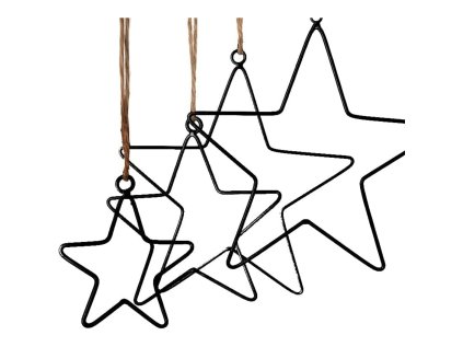 Černé kovové hvězdy BLACK STARS – vánoční dekorace 4 ks