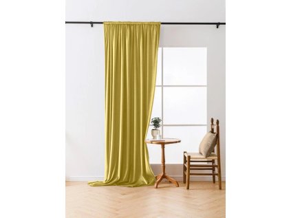 Hořčicový zatemňovací závěs VELVET 140x270 cm pro moderní interiér