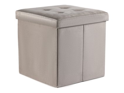 Béžový skládací taburet ZAREX VELVET L s úložným prostorem