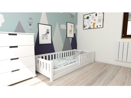 Kvalitní dětská Montessori postel PINELO 90 x 200 cm bílá pro útulný pokoj