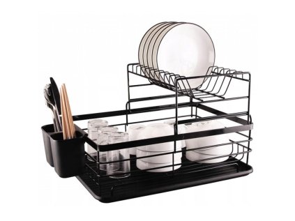 Stylový kovový odkapávač na nádobí RAVOLO černý pro moderní kuchyni