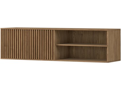 Nástěnný TV stolek ENTSIAN 150 x 40 cm, dub artisan, žebrovaný design, otevřená police, moderní a praktický do obýváku.