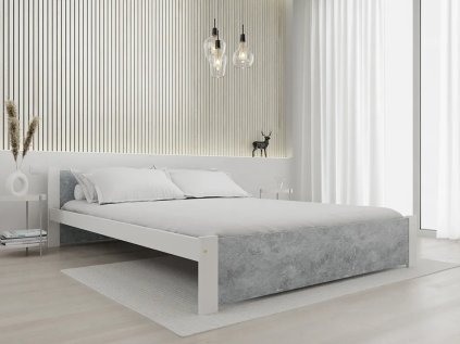Moderní postel IKAROS 160 x 200 cm beton/bílá pro stylovou ložnici