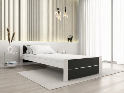 Moderní postel IKAROS DOUBLE 90 x 200 cm, antracit/bílá do stylové ložnice