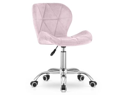 Pudrově růžové kancelářské křeslo AVOLA VELVET s kolečky