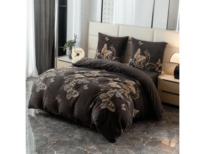 BUTTERFLYA hnědé mikroplyšové povlečení – elegance do ložnice