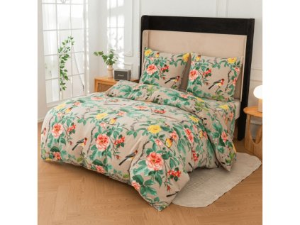 Hřejivé povlečení PETALIA z mikroplyše v béžovém provedení