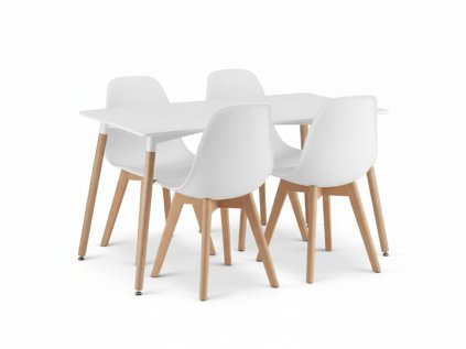 Moderní jídelní set ADRIA 120x80 cm + 4 bílé židle KITO pro stylovou kuchyni