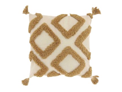 Dekorační polštářek CRUZ 45x45 cm v béžové barvě s třásněmi