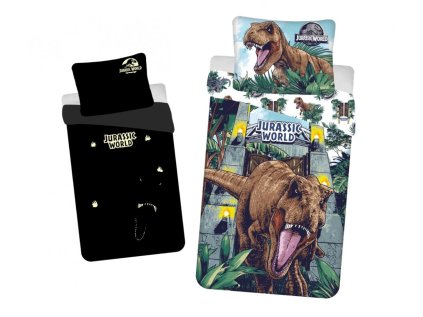 Svítící bavlněné povlečení JURASSIC WORLD ROAR s T-Rexem pro děti