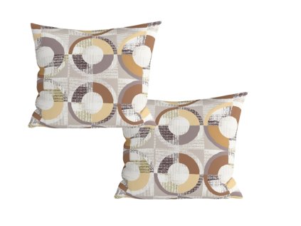Sada 2 povlaků CIRELLO z mikrovlákna – moderní kruhový vzor v hnědo-šedé kombinaci