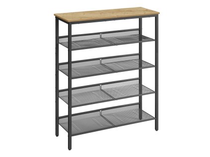 Botník TAYLOR ARTISAN s černou konstrukcí a 4 kovovými policemi