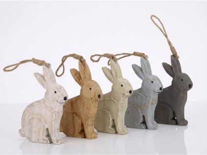 Sada 5 dřevěných zajíčků SIMBA na zavěšení – AKCE, II. jakost