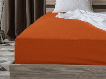 Jersey prostěradlo s lycrou tmavě oranžové 90 x 200 cm na jednolůžko