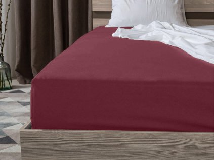 Jersey prostěradlo s lycrou vínové 180 × 200 cm – elegantní a komfortní