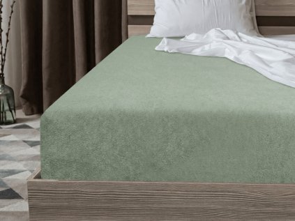 Světle olivové froté prostěradlo EXCLUSIVE 180x200 cm