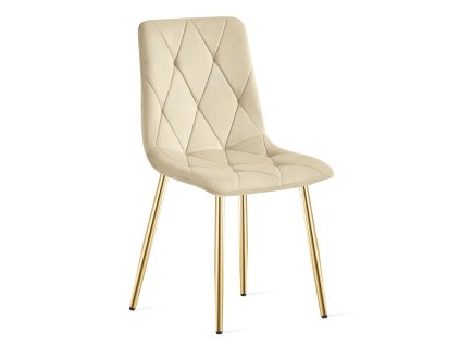 Elegantní jídelní židle LIBRA sametová béžová se zlatými nohami