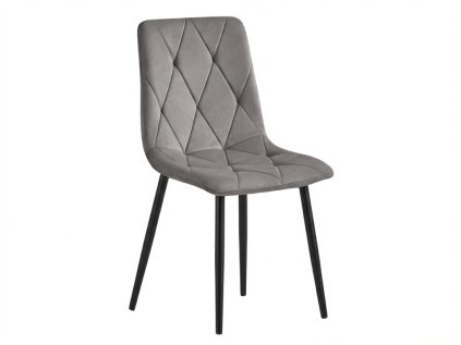 Elegantní šedá židle LIBRA SILVER GREY s černými kovovými nohami