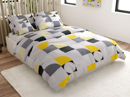 Krepové povlečení z Renforcé bavlny GEOMETRIES krémové