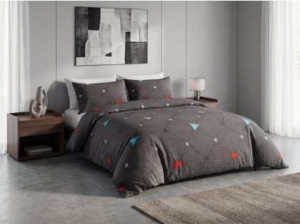 Povlečení z mikrovlákna ORBITA tmavě šedé s moderním geometrickým vzorem