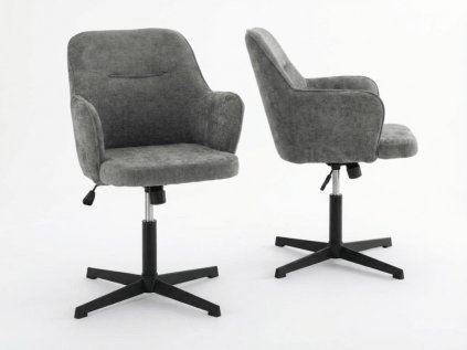 Sada 2 ks šedého kancelářského křesla NERIS s otočnou funkcí a nastavitelnou výškou