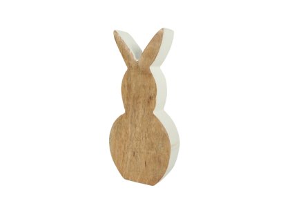 Dřevěný velikonoční zajíc NUBBIN 18 cm, bílý v přírodním stylu