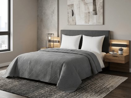 Elegantní Přehoz na postel CALDERA, šedý pro moderní ložnici