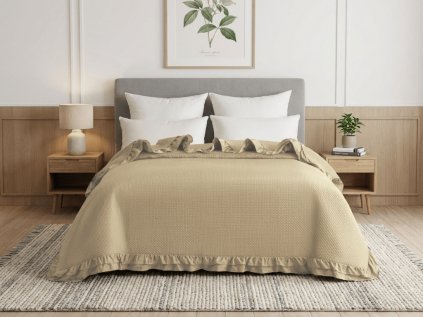 Elegantní Přehoz na postel MONTEGO, béžový pro moderní ložnici