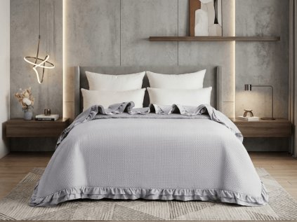 Elegantní Přehoz na postel MONTEGO, světle šedý pro moderní ložnici