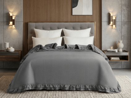 Elegantní Přehoz na postel MONTEGO, šedý pro moderní ložnici