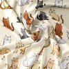 Povlečení COLORED CATS krémové s motivem koček z mikrovlákna