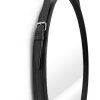Černé kulaté zrcadlo s koženou rukojetí ESHA (Průměr zrcadla 60 cm)