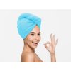 Elegantní tyrkysový rychleschnoucí froté turban na vlasy, 100% bavlna