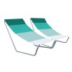 Sada 2 ks skládacích plážových lehátek SAND, zelené pruhy - pohodlné sezení
