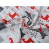 RED DEERS AND TREES flanelové povlečení bílé – zimní design