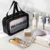 Praktická sada kosmetických tašek WASHBAG, černý design, zip, částečně průhledné, vhodné na dovolené i denní použití.
