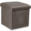 Hnědý skládací taburet CUBEXO VELVET M s úložným prostorem