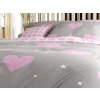 Roztomilé krepové povlečení LOVEXA šedé s růžovým potiskem