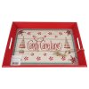Dřevěný podnos CHRISTMAS se sezónním potiskem a oušky