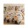 Roztomilé povlečení PURRSLEEP béžové + prostěradlo SOFT bílé 180x200 mikroplyš